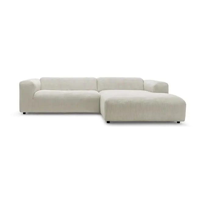 freistil 187 Sofa mit Longchair im Cord-Bezug 4603 naturgrau_1